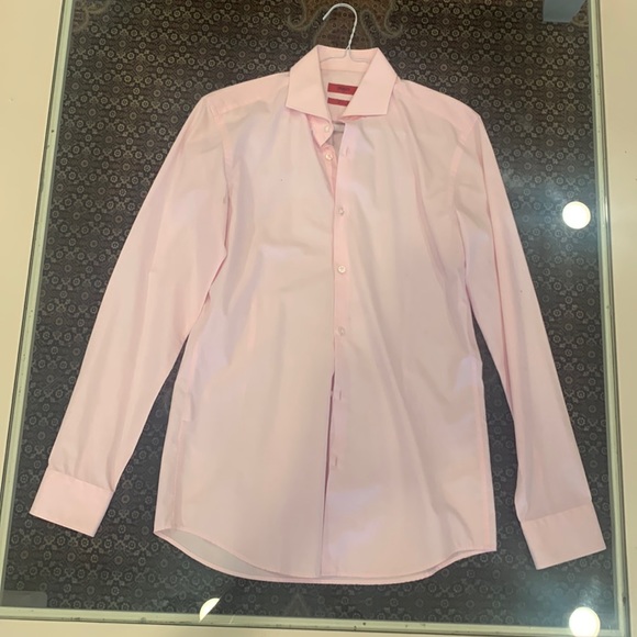HUGO BOSS Solid Slim Fit Pink Dress Shirt - Picture 3 of 8